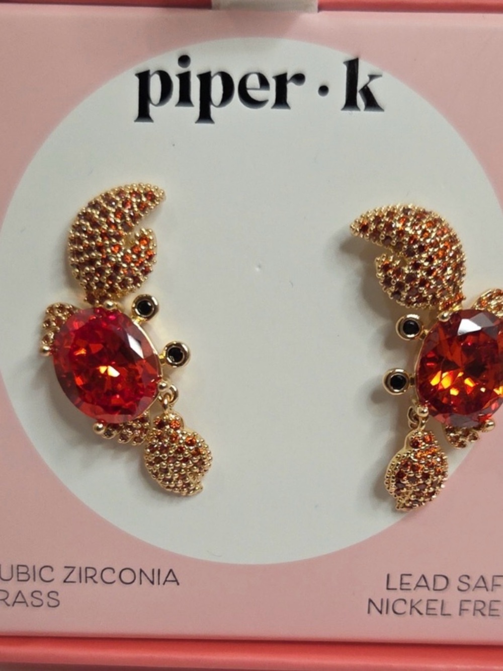 Piper K Red Cubic Zirconia Crab Earrings